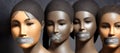 Disconnection - Censored and Silenced Women of Color. Standing United with Their Lips Taped in a Pow