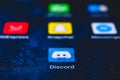 Discord app icon on the screen smartphone Royalty Free Stock Photo