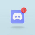 Discord Logo with Notification on Blue Background