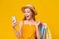 Discount App. Joyful Teen Girl Looking At Smartphone Screen With Amazement Royalty Free Stock Photo