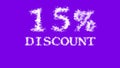 15% discount cloud text effect violet isolated background