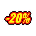 20% discount, colored inscription in yellow and red