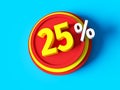 25% discount - 3d rendered concept banner design. Sale abstract creative layout. Bitmap raster digital illustration poster.