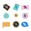 Discount deal 2D linear cartoon marketing stickers bundle
