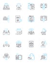 Discount Deals linear icons set. Bargains, Coupons, Promo, Markdowns, Savings, Discounts, Clearance line vector and Royalty Free Stock Photo