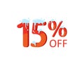 A discount of fifteen percent. Winter Sale, figures in the snow