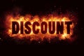 Discount fire flames burn burning text explosion explode Royalty Free Stock Photo