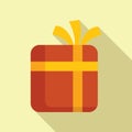 Discount gift box icon flat vector. Buy festive parcel Royalty Free Stock Photo