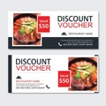 Discount gift voucher asian food template design. Korean and japanese set. Use for coupon, banner, flyer, sale, promotion Royalty Free Stock Photo