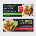 Discount gift voucher asian food template design. Noodles set. Use for coupon, banner, flyer, sale, promotion Royalty Free Stock Photo