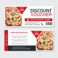 Discount gift voucher fast food template design. Pizza set. Use for coupon, banner, flyer, sale, promotion Royalty Free Stock Photo