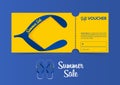 Discount gift vouchers template design for summer sale. Special offer or certificate coupons. Vector. Royalty Free Stock Photo