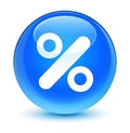 Discount icon glassy cyan blue round button Royalty Free Stock Photo