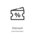 discount icon vector from ecommerce basic collection. Thin line discount outline icon vector illustration. Linear symbol for use