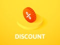 Discount isometric icon, isolated on color background