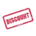 Discount inscription in red frame on white background. Rubber stamp Discount