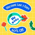 Discount last five days, promotional banner vector