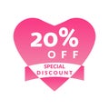 20% Discount Offer- discount promotion sale Brilliant poster, banner, ads. Valentine Day Sale, holiday discount tag, special offer