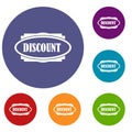 Discount oval label icons set