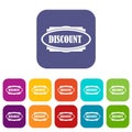 Discount oval label icons set