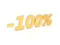Discount - 100 percent gold numbers on a white background. Royalty Free Stock Photo