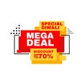 Discount 70 percent Sale diwali event Special Deal Promotion price Tag sign shop retail business Vector