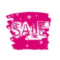 Discount price tag in pink color. Sale sign isolated on white background. Vector design illustration. Royalty Free Stock Photo