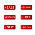 Set of red promotion and sale tags Royalty Free Stock Photo