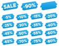 Discount Price Tags - Blue Discount Label Set. Royalty Free Stock Photo