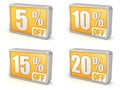 Discount 5% 10% 15% 20% sale 3d icon on white background Royalty Free Stock Photo