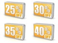 Discount 25% 30% 35% 40% sale 3d icon on white background Royalty Free Stock Photo