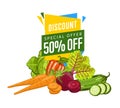 Discount sale poster with fresh vegetable