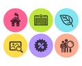Discount, Search photo and Parking garage icons set. Home, Leaf and Search people signs. Vector