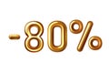 Discount shopping realistic golden balloon minus eighty percent symbol