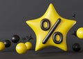 Discount sign, black and yellow colors. Percent symbol. Sale, special offer, good price, deal. Sale off promotion