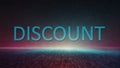 Discount Sign with Bold Blue Text on a Vibrant Multicolored Background for Promotions Royalty Free Stock Photo