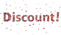Discount sign with colorful confetti background Royalty Free Stock Photo