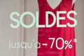 Discount sign - SOLDES jusqu a 70% - in french, the traduction of Royalty Free Stock Photo