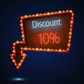 Discount signboard retro style with light frame