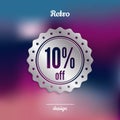 Discount silver badge. Ten percent offer. Product promotion. Vector.