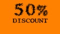 50% discount smoke text effect orange isolated background