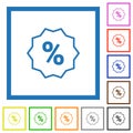 Discount sticker outline flat framed icons Royalty Free Stock Photo