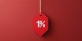 Discount tag shows 1 procent on red background with minimalistic design for promotional use in marketing campaigns Royalty Free Stock Photo