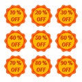 Discount tag icon set. Discount label isolated on white background. Sale sticker in retro color palette. Sale banner Royalty Free Stock Photo