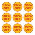 Discount tag icon set. Discount label isolated on white background. Sale sticker in retro color palette. Sale banner Royalty Free Stock Photo