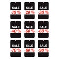 Discount tag icon set. Sale label isolated on white background. Black Friday sales tag. Royalty Free Stock Photo