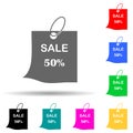 discount tag 50 multi color style icon. Simple glyph, flat vector of market icons for ui and ux, website or mobile application Royalty Free Stock Photo