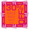 Discount Thirty Percent Off Pink Orange Sale Square Shopping Carts