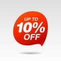 Discount up to 10 percent off speech bubble