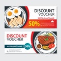 Discount voucher american food template design. Set of steak and